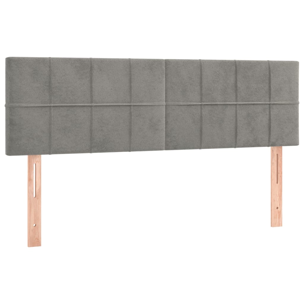 vidaXL Κρεβάτι Boxspring με Στρώμα Ανοιχτό Γκρι 140x200 εκ. Βελούδινο