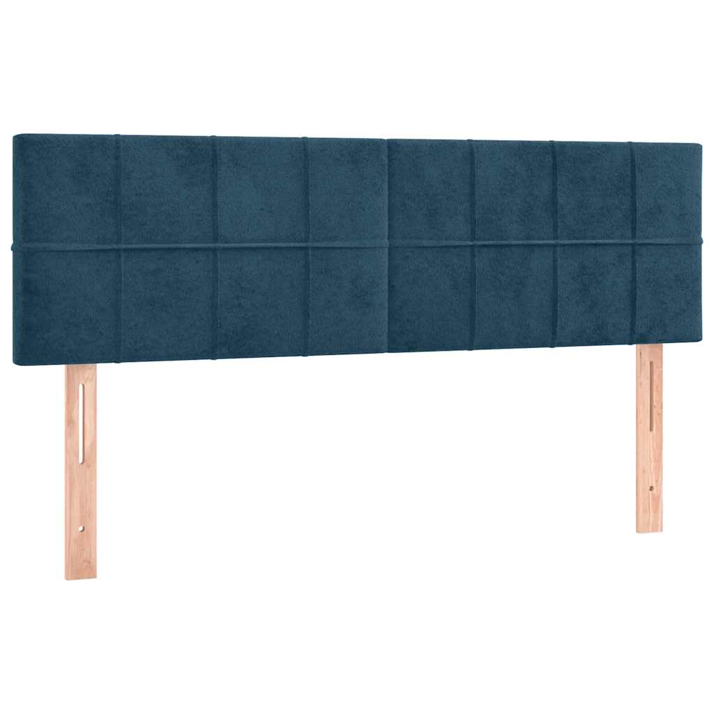 vidaXL Κρεβάτι Boxspring με Στρώμα Σκούρο Μπλε 140x200 εκ. Βελούδινο
