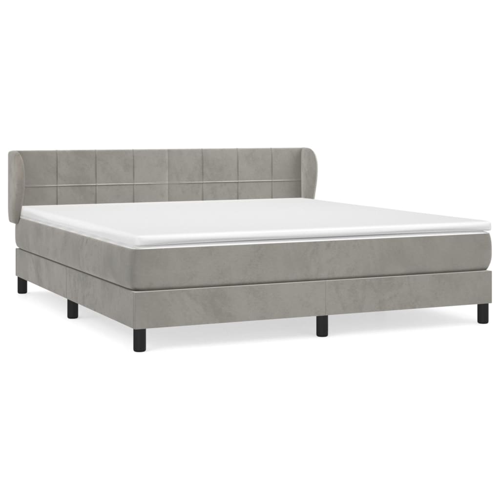 vidaXL Κρεβάτι Boxspring με Στρώμα Ανοιχτό Γκρι 160x200 εκ. Βελούδινο
