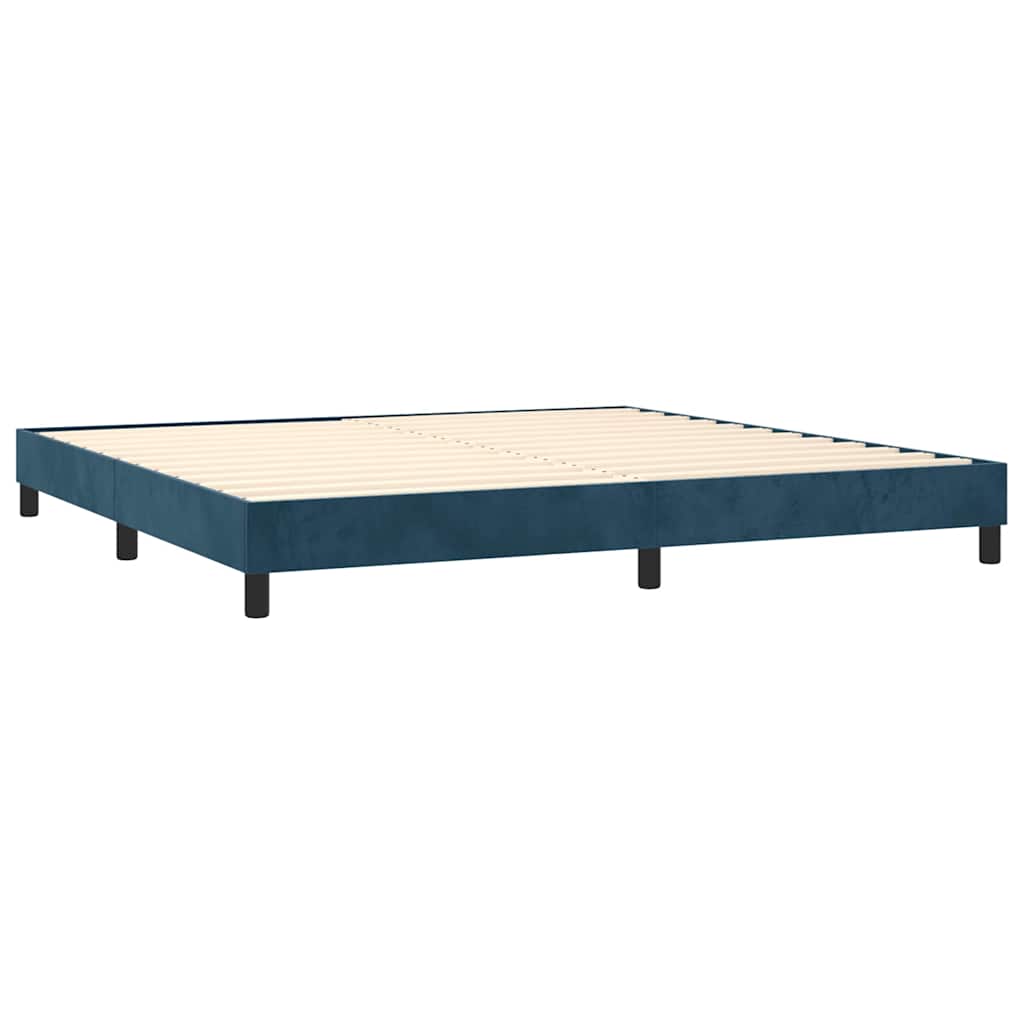 vidaXL Κρεβάτι Boxspring με Στρώμα Σκούρο Μπλε 200x200 εκ. Βελούδινο