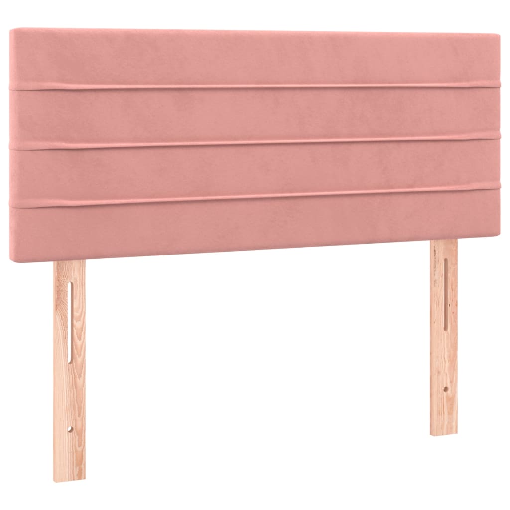 vidaXL Κρεβάτι Boxspring με Στρώμα Ροζ 90x190 εκ. Βελούδινο