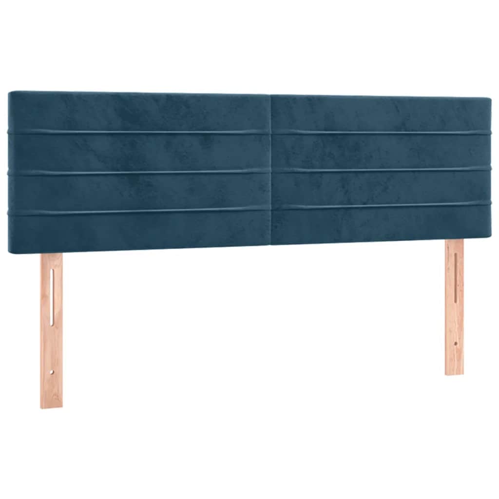 vidaXL Κρεβάτι Boxspring με Στρώμα Σκούρο Μπλε 140x190 εκ. Βελούδινο