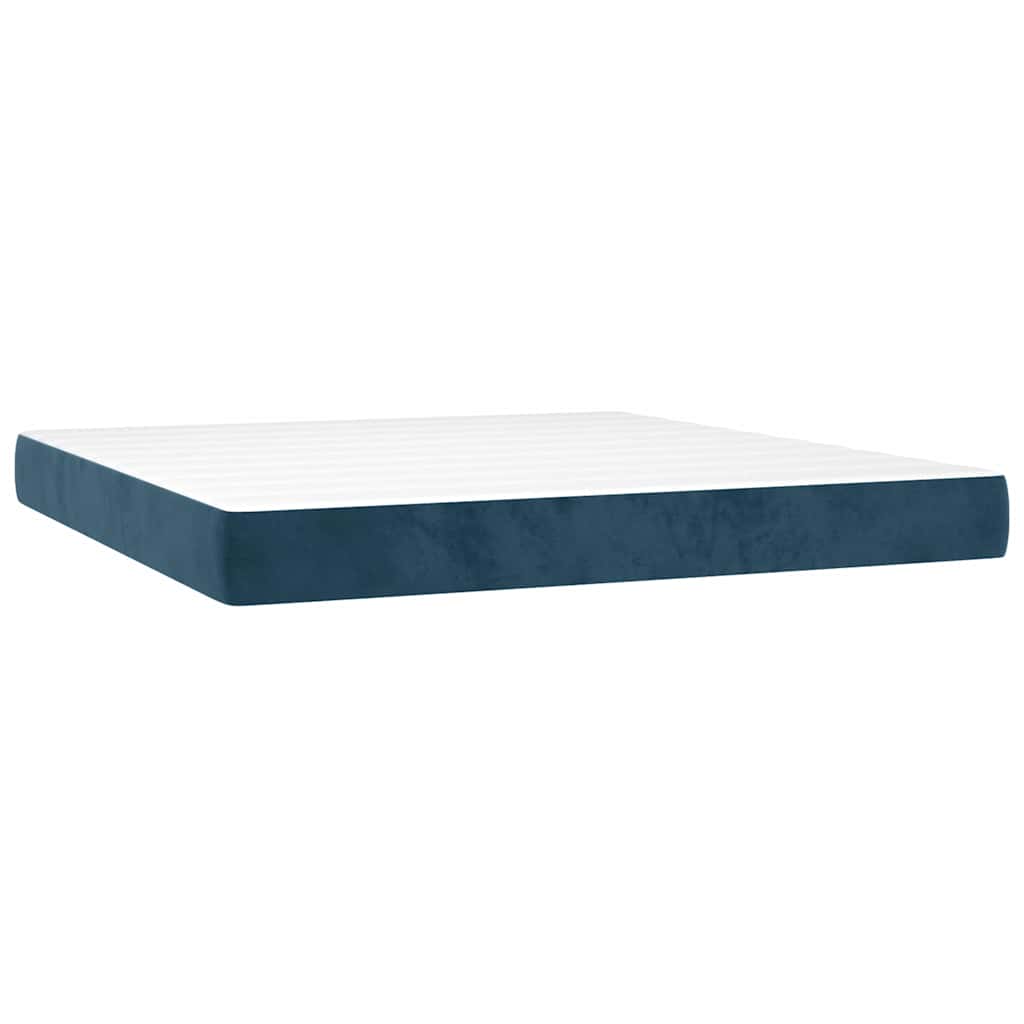 vidaXL Κρεβάτι Boxspring με Στρώμα Σκούρο Μπλε 180x200 εκ. Βελούδινο