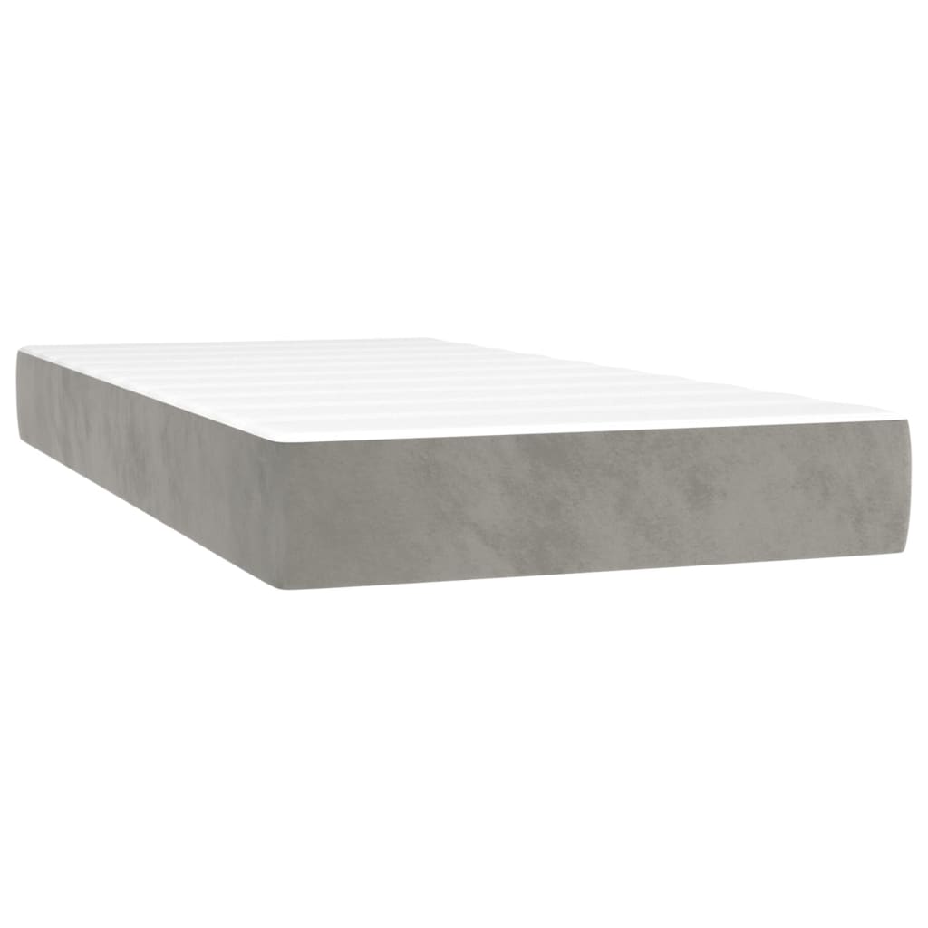 vidaXL Κρεβάτι Boxspring με Στρώμα Ανοιχτό Γκρι 80x200 εκ. Βελούδινο