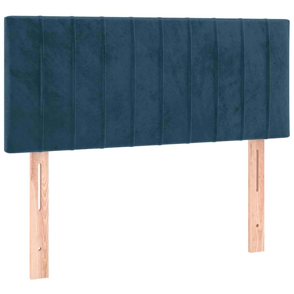 vidaXL Κρεβάτι Boxspring με Στρώμα Σκούρο Μπλε 90x200 εκ. Βελούδινο