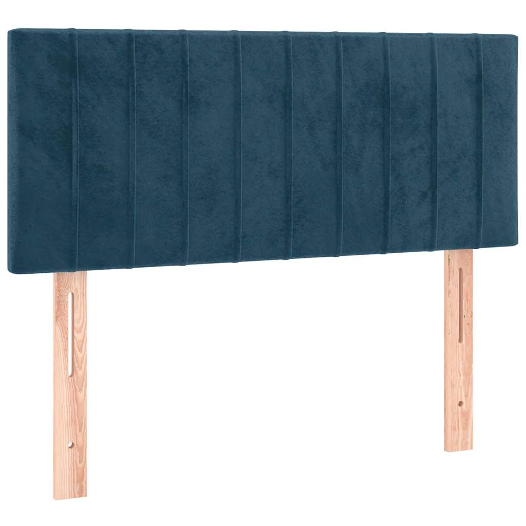 vidaXL Κρεβάτι Boxspring με Στρώμα Σκούρο Μπλε 100x200 εκ. Βελούδινο