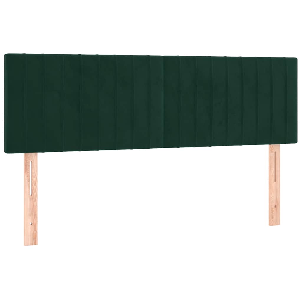 vidaXL Κρεβάτι Boxspring με Στρώμα Σκούρο Πράσινο 140x190εκ. Βελούδινο
