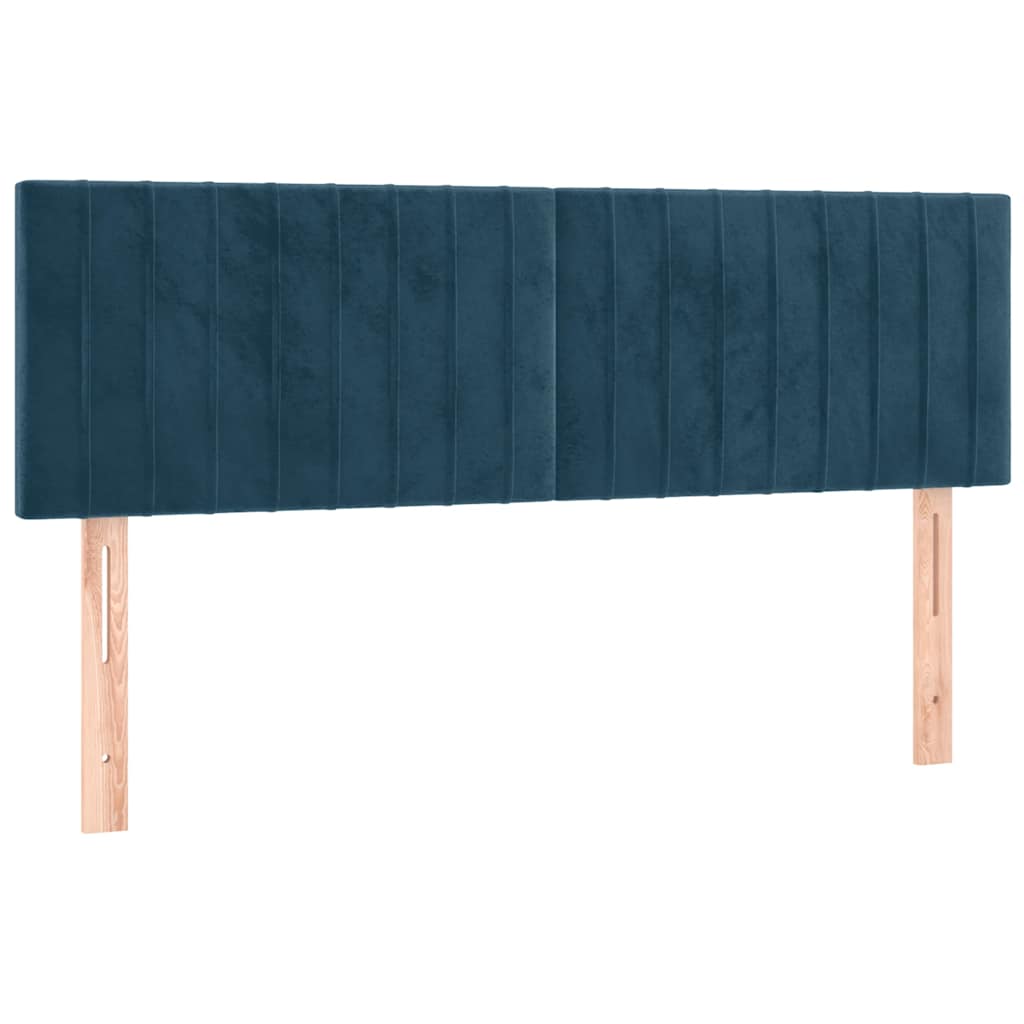 vidaXL Κρεβάτι Boxspring με Στρώμα Σκούρο Μπλε 140x190 εκ. Βελούδινο