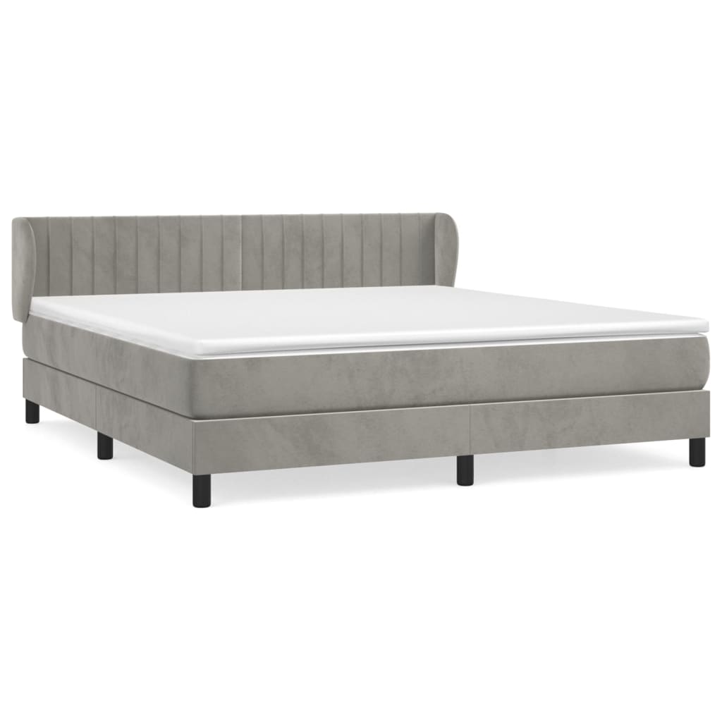 vidaXL Κρεβάτι Boxspring με Στρώμα Ανοιχτό Γκρι 160x200 εκ. Βελούδινο