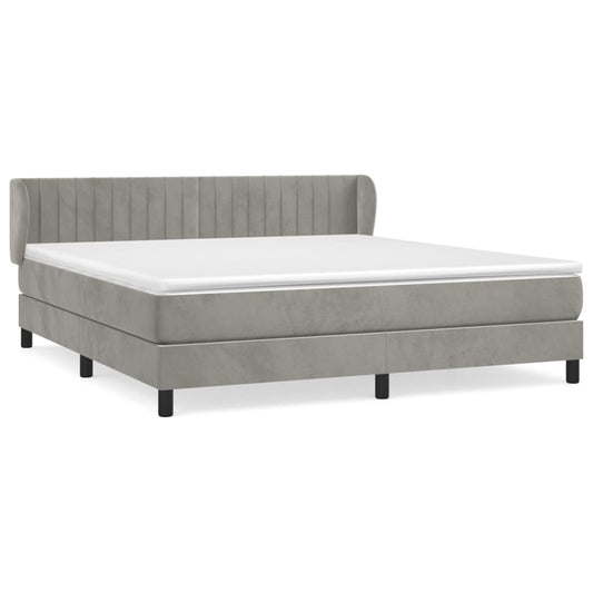 vidaXL Κρεβάτι Boxspring με Στρώμα Ανοιχτό Γκρι 160x200 εκ. Βελούδινο