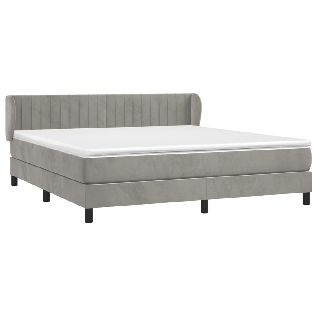 vidaXL Κρεβάτι Boxspring με Στρώμα Ανοιχτό Γκρι 160x200 εκ. Βελούδινο