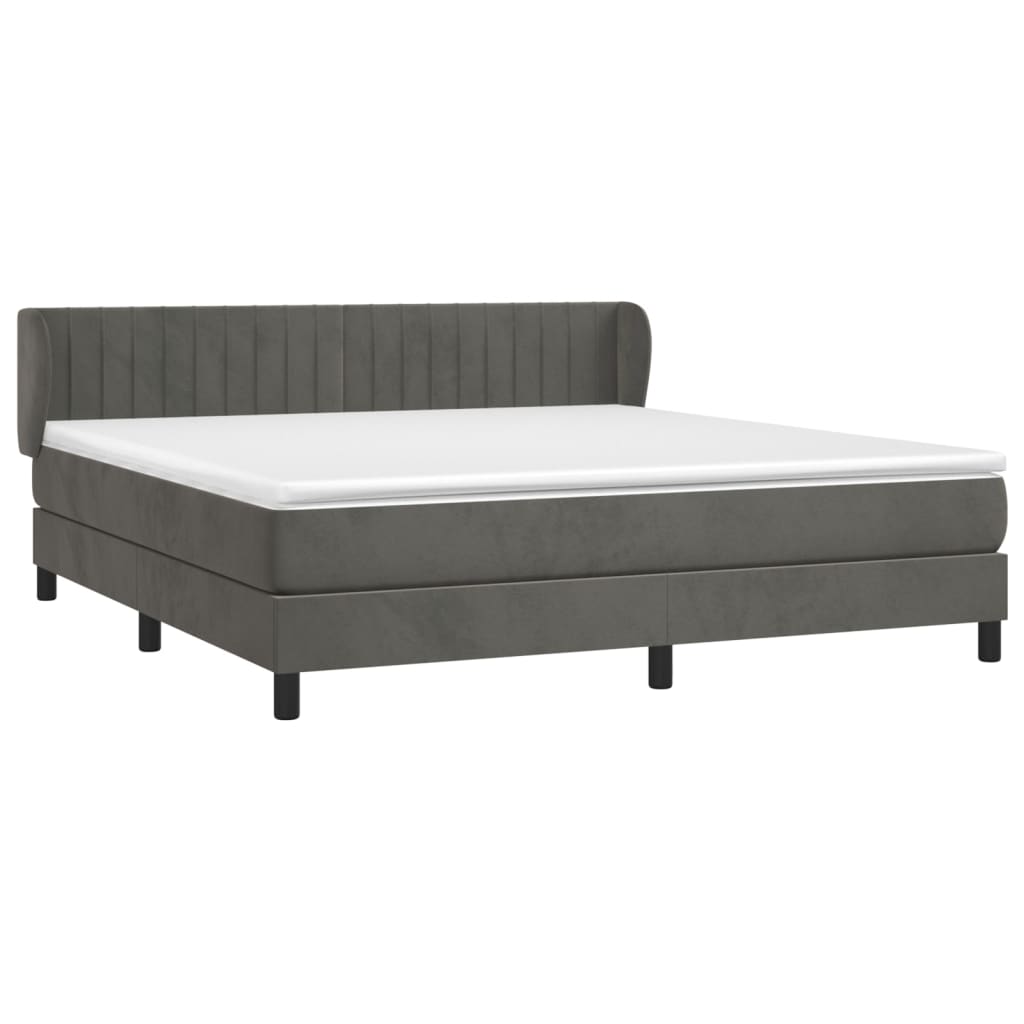 vidaXL Κρεβάτι Boxspring με Στρώμα Σκούρο Γκρι 160x200 εκ. Βελούδινο