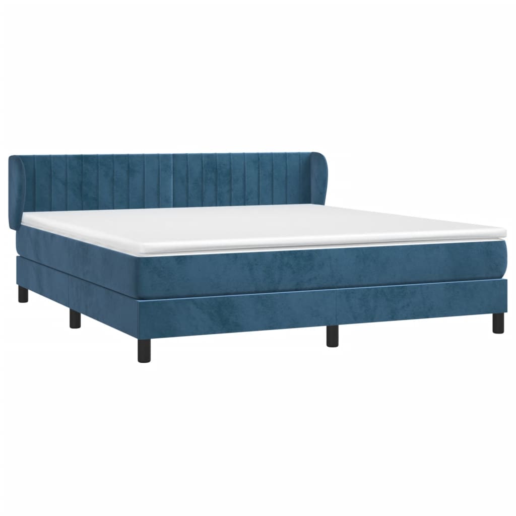 vidaXL Κρεβάτι Boxspring με Στρώμα Σκούρο Μπλε 160x200 εκ. Βελούδινο