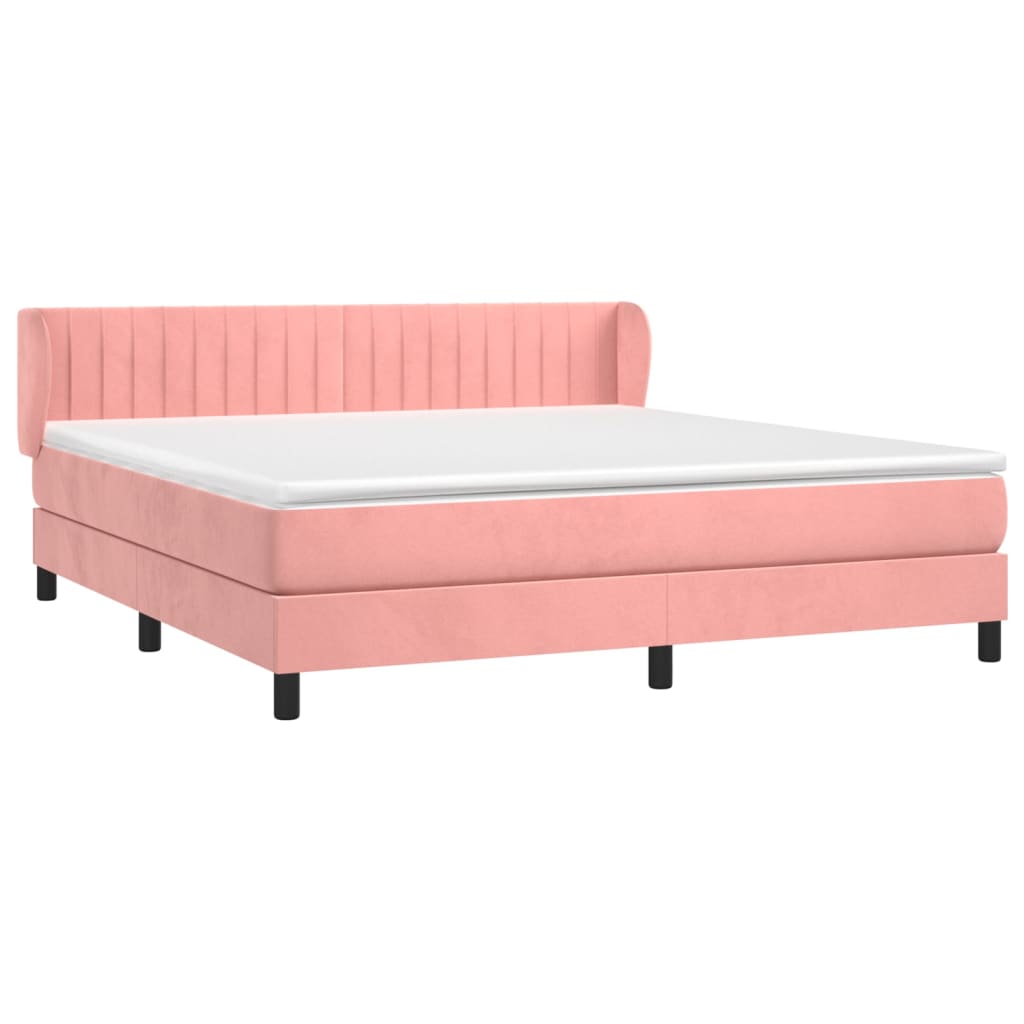 vidaXL Κρεβάτι Boxspring με Στρώμα Ροζ 160x200 εκ. Βελούδινο