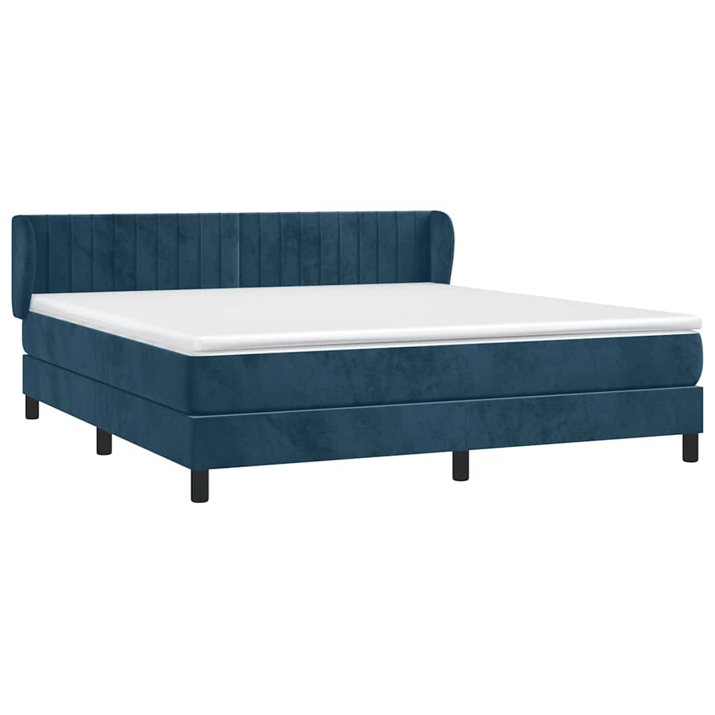 vidaXL Κρεβάτι Boxspring με Στρώμα Σκούρο Μπλε 180x200 εκ. Βελούδινο