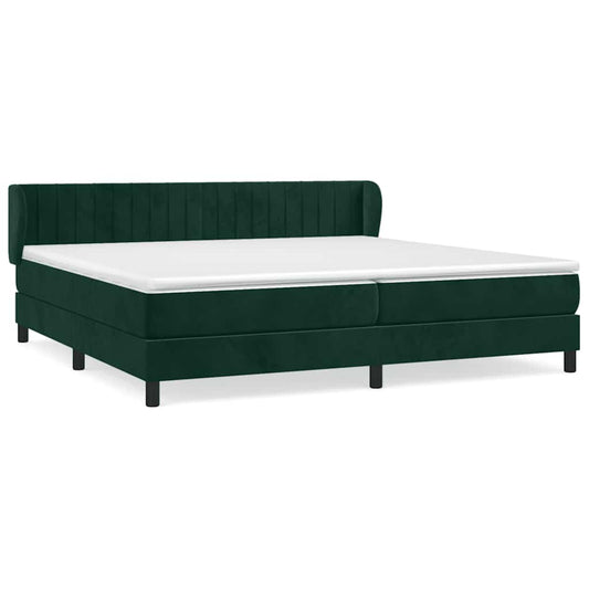 vidaXL Κρεβάτι Boxspring με Στρώμα Σκούρο Πράσινο 200x200εκ. Βελούδινο