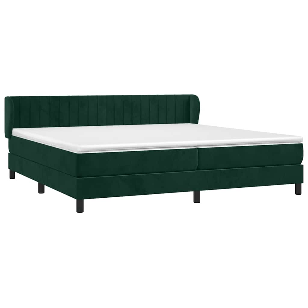 vidaXL Κρεβάτι Boxspring με Στρώμα Σκούρο Πράσινο 200x200εκ. Βελούδινο