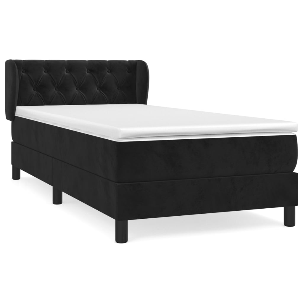 vidaXL Κρεβάτι Boxspring με Στρώμα Μαύρο 80 x 200 εκ. Βελούδινο