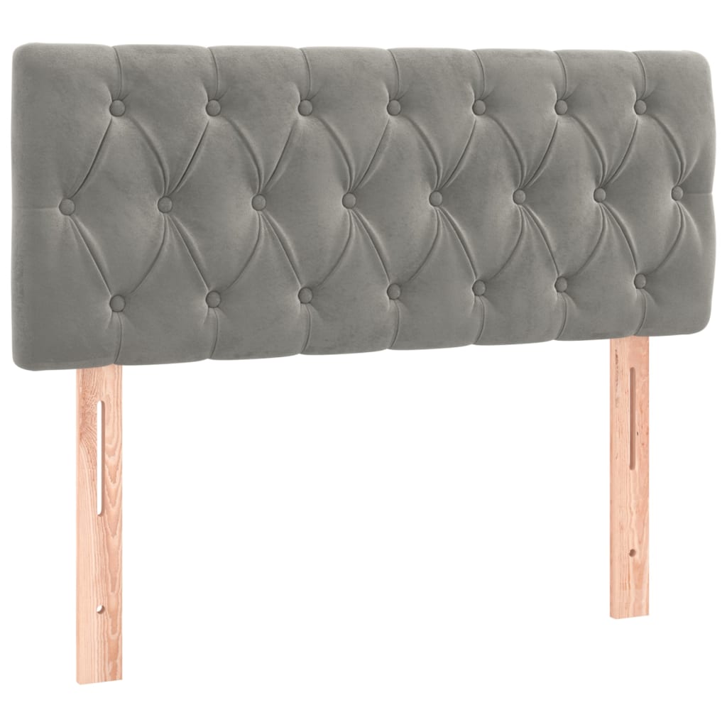 vidaXL Κρεβάτι Boxspring με Στρώμα Ανοιχτό Γκρι 90x190 εκ. Βελούδινο