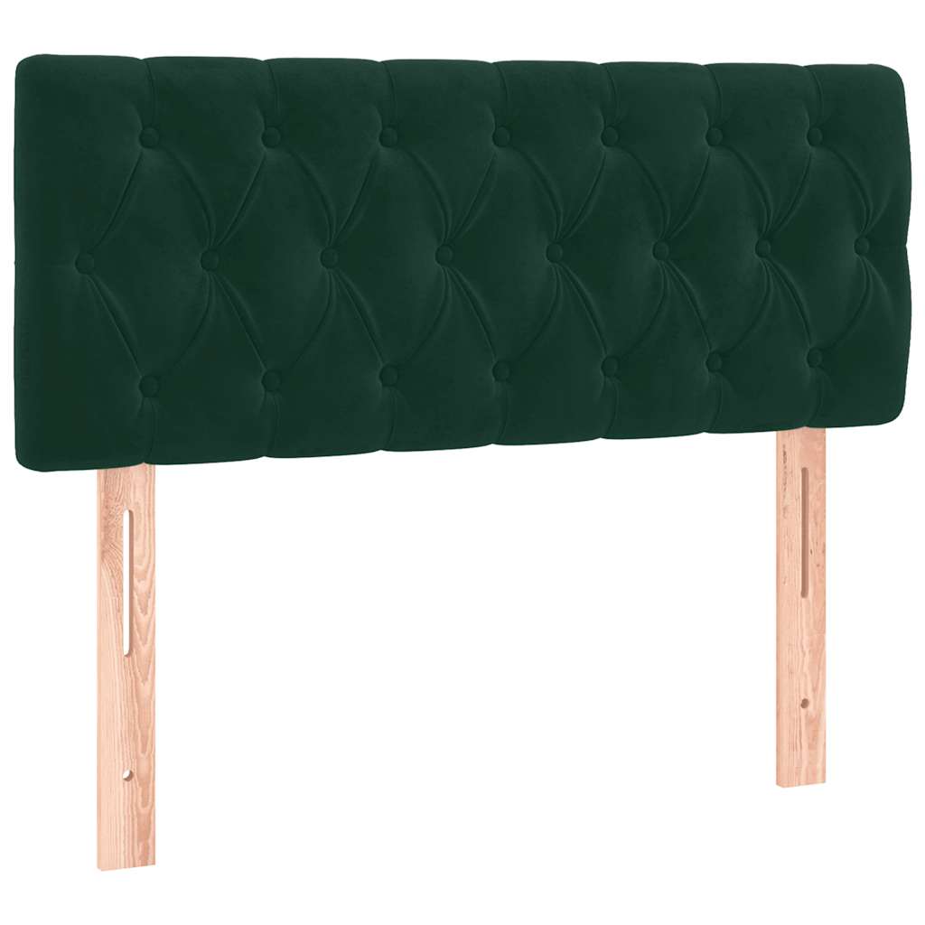 vidaXL Κρεβάτι Boxspring με Στρώμα Σκούρο Πράσινο 90x200 εκ. Βελούδινο