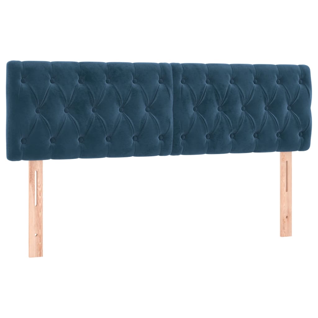 vidaXL Κρεβάτι Boxspring με Στρώμα Σκούρο Μπλε 140x190 εκ. Βελούδινο