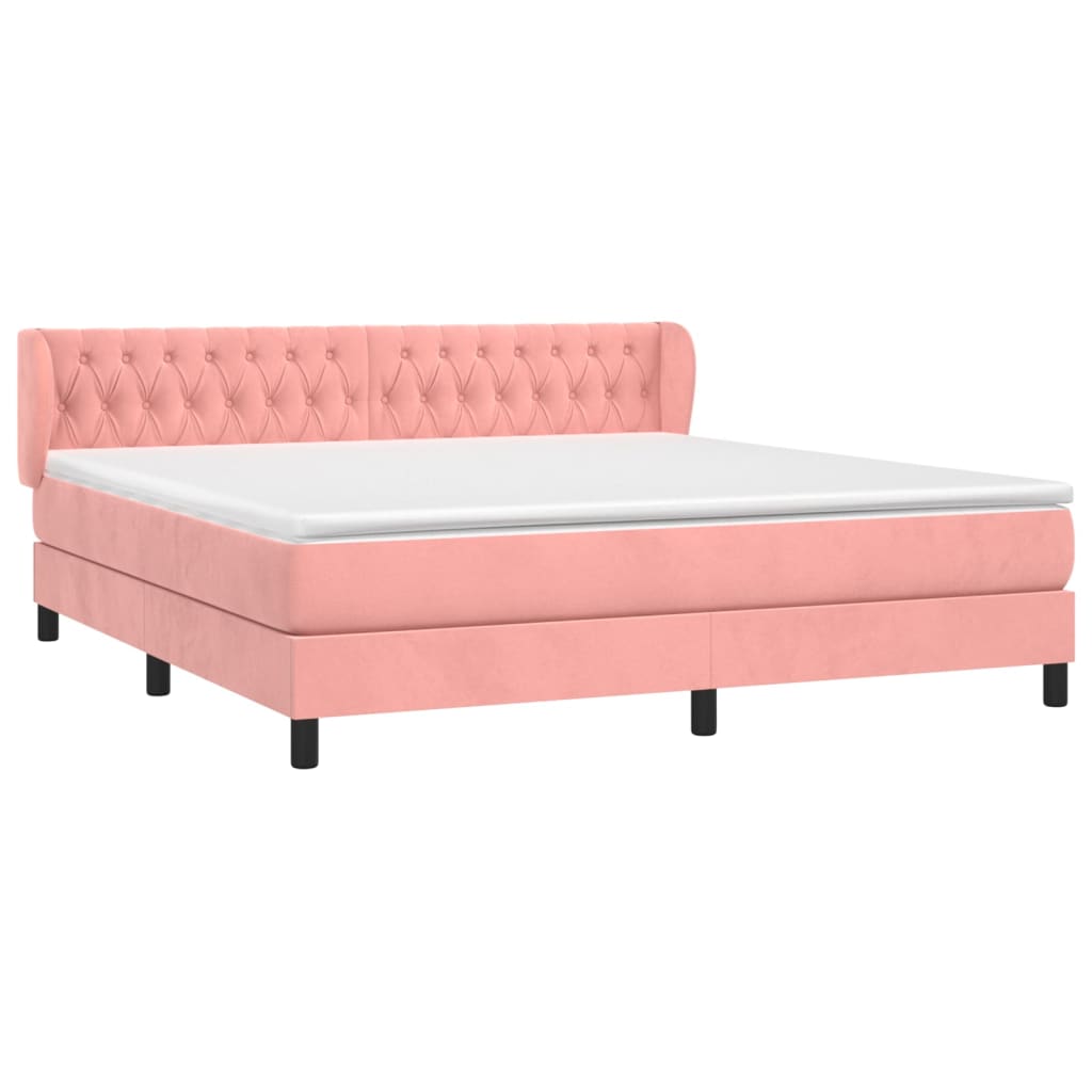 vidaXL Κρεβάτι Boxspring με Στρώμα Ροζ 180x200 εκ. Βελούδινο