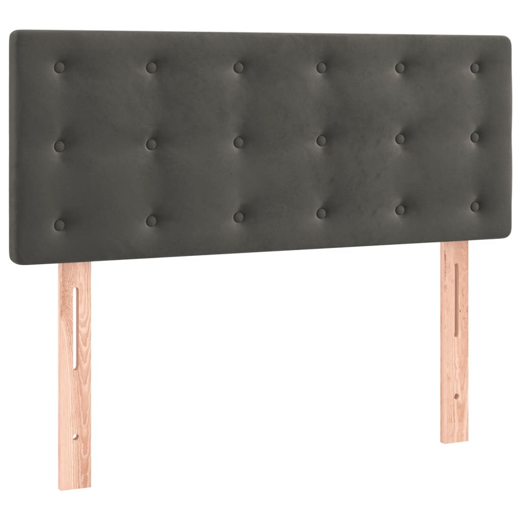 vidaXL Κρεβάτι Boxspring με Στρώμα Σκούρο Γκρι 90x190 εκ. Βελούδινο