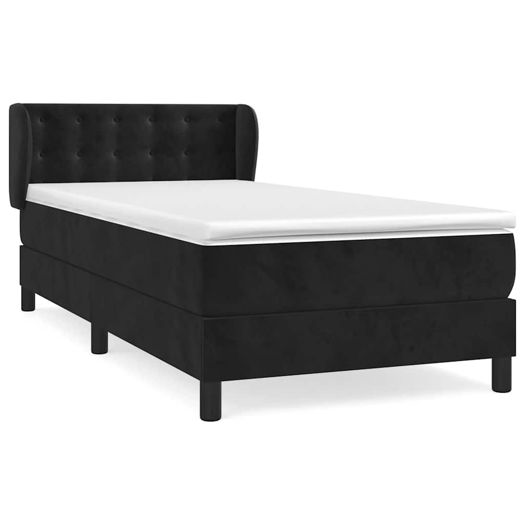 vidaXL Κρεβάτι Boxspring με Στρώμα Μαύρο 90x190 εκ. Βελούδινο