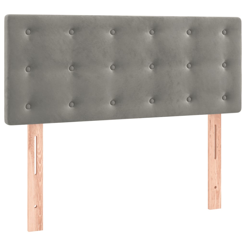 vidaXL Κρεβάτι Boxspring με Στρώμα Ανοιχτό Γκρι 90x200 εκ. Βελούδινο