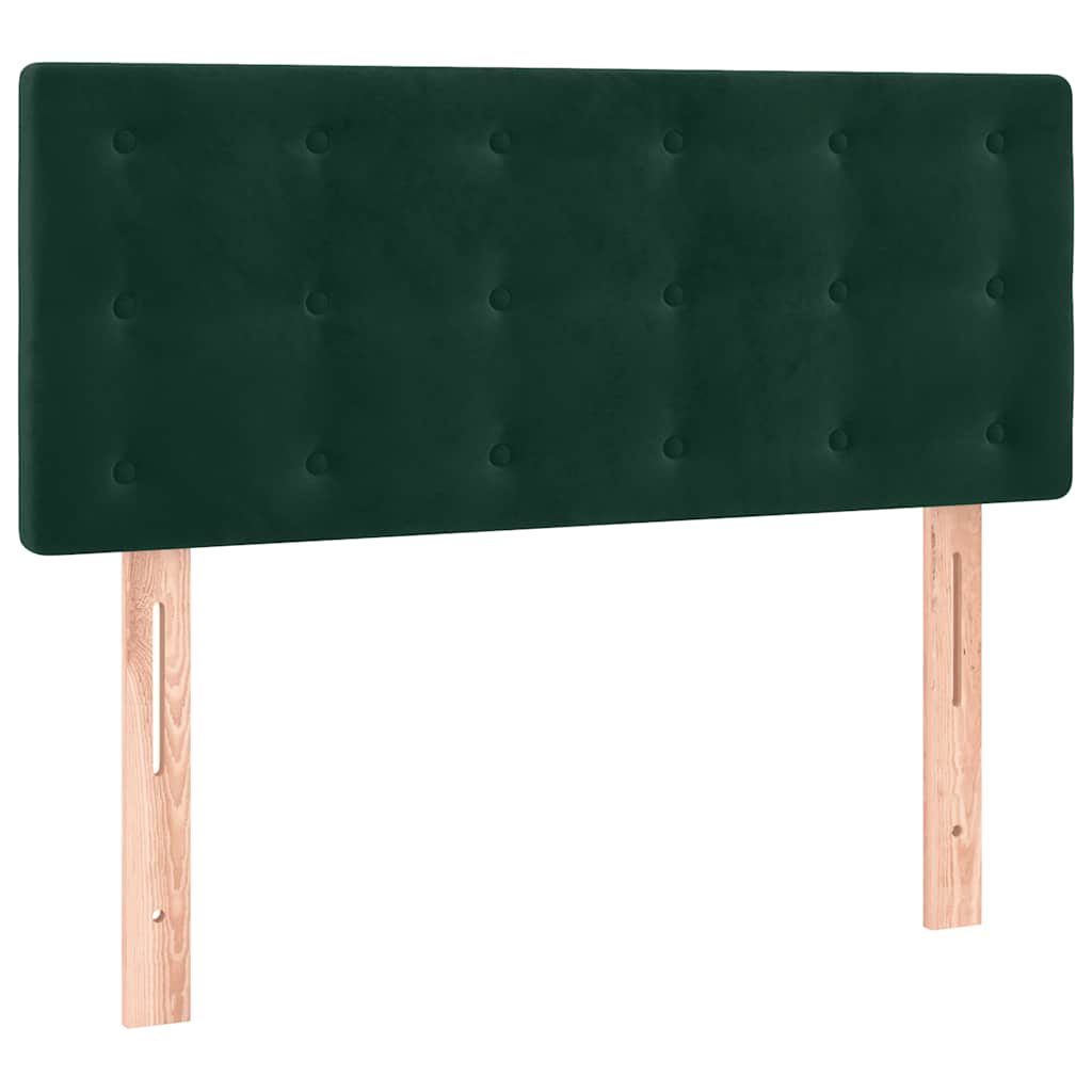 vidaXL Κρεβάτι Boxspring με Στρώμα Σκούρο Πράσινο 90x200 εκ. Βελούδινο