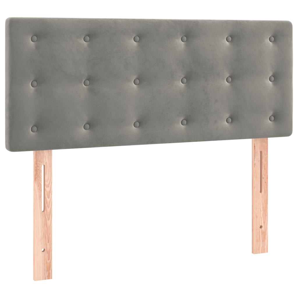 vidaXL Κρεβάτι Boxspring με Στρώμα Ανοιχτό Γκρι 100x200 εκ. Βελούδινο