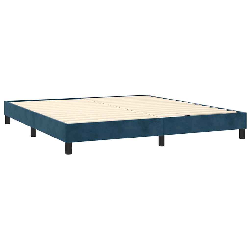 vidaXL Κρεβάτι Boxspring με Στρώμα Σκούρο Μπλε 160x200 εκ. Βελούδινο