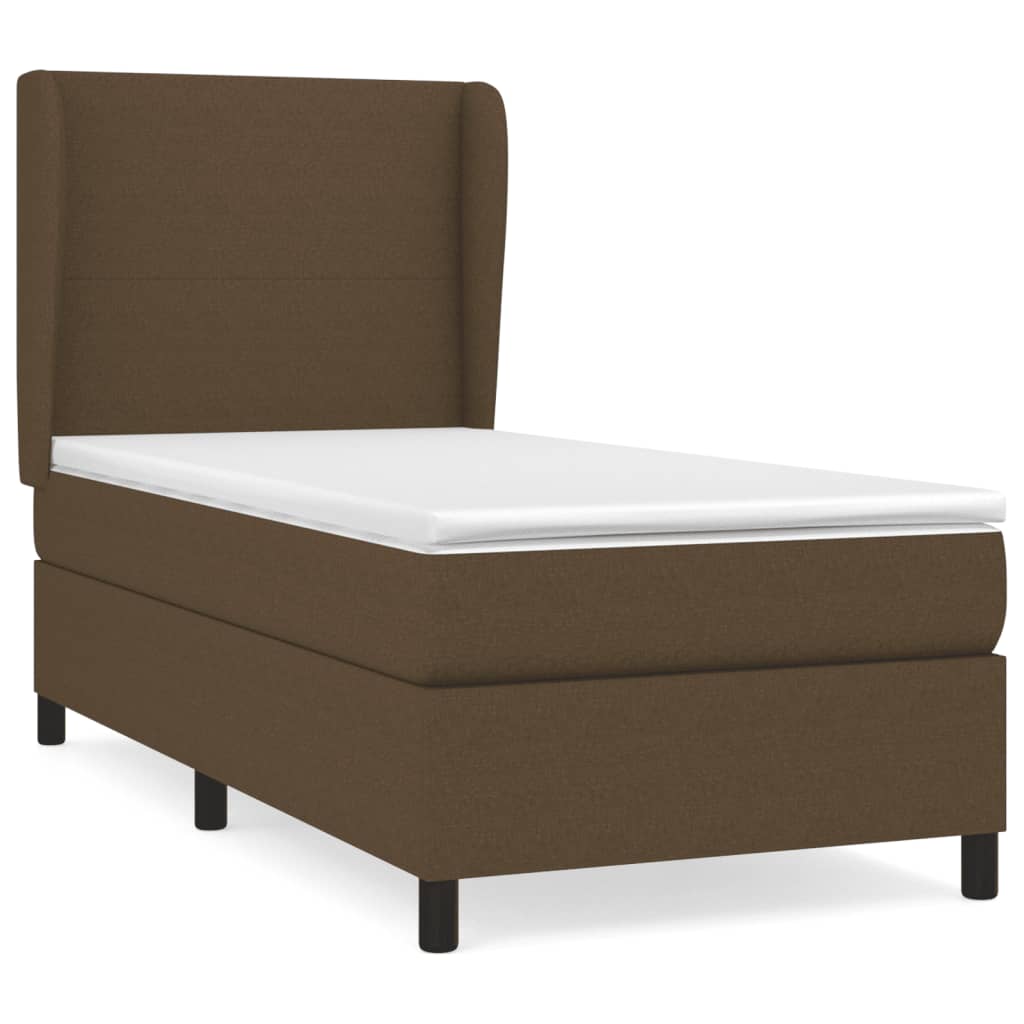 vidaXL Κρεβάτι Boxspring με Στρώμα Σκούρο Καφέ 80x200 εκ. Υφασμάτινο
