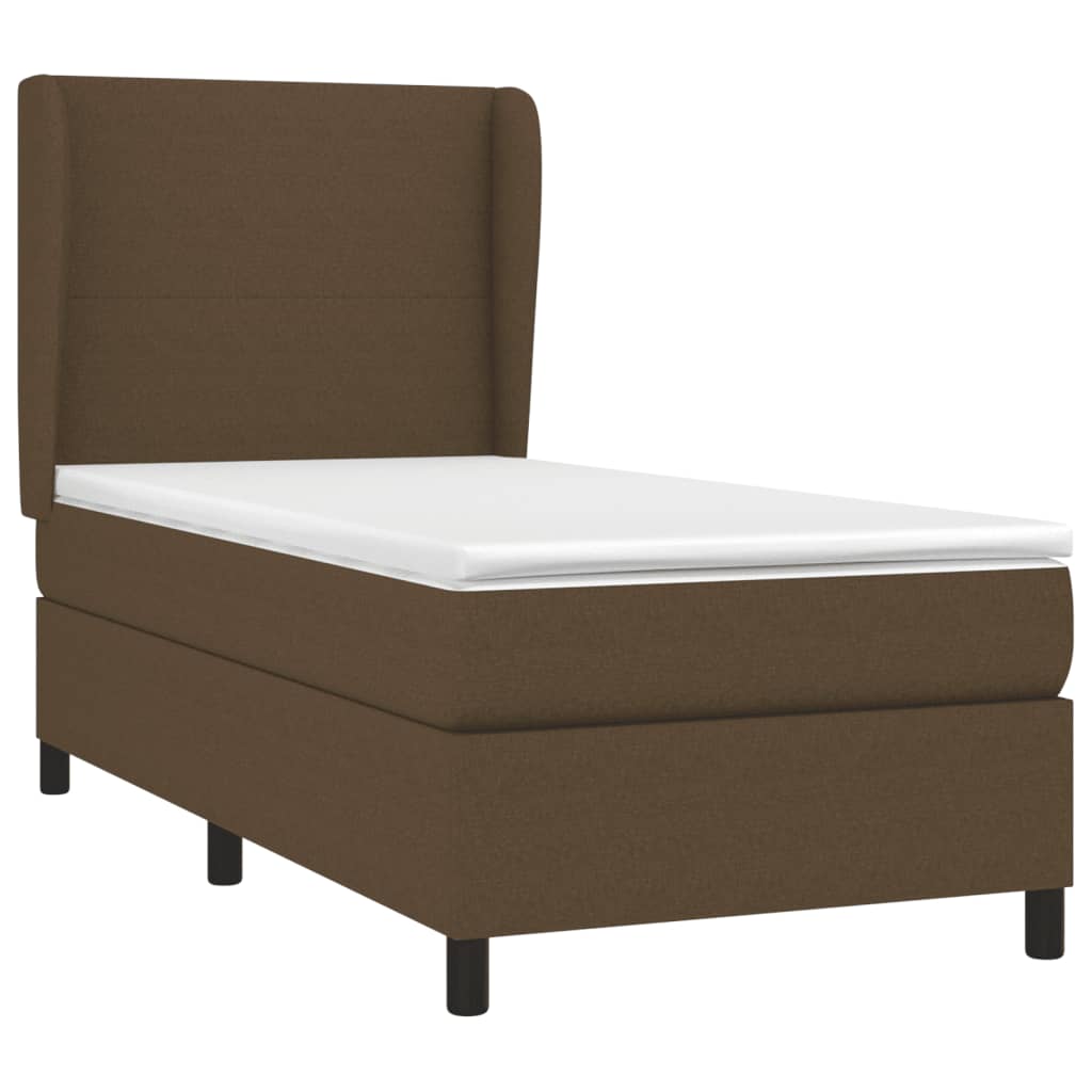 vidaXL Κρεβάτι Boxspring με Στρώμα Σκούρο Καφέ 80x200 εκ. Υφασμάτινο