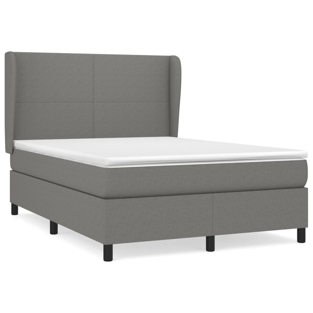 vidaXL Κρεβάτι Boxspring με Στρώμα Σκούρο Γκρι 140x190 εκ. Υφασμάτινο