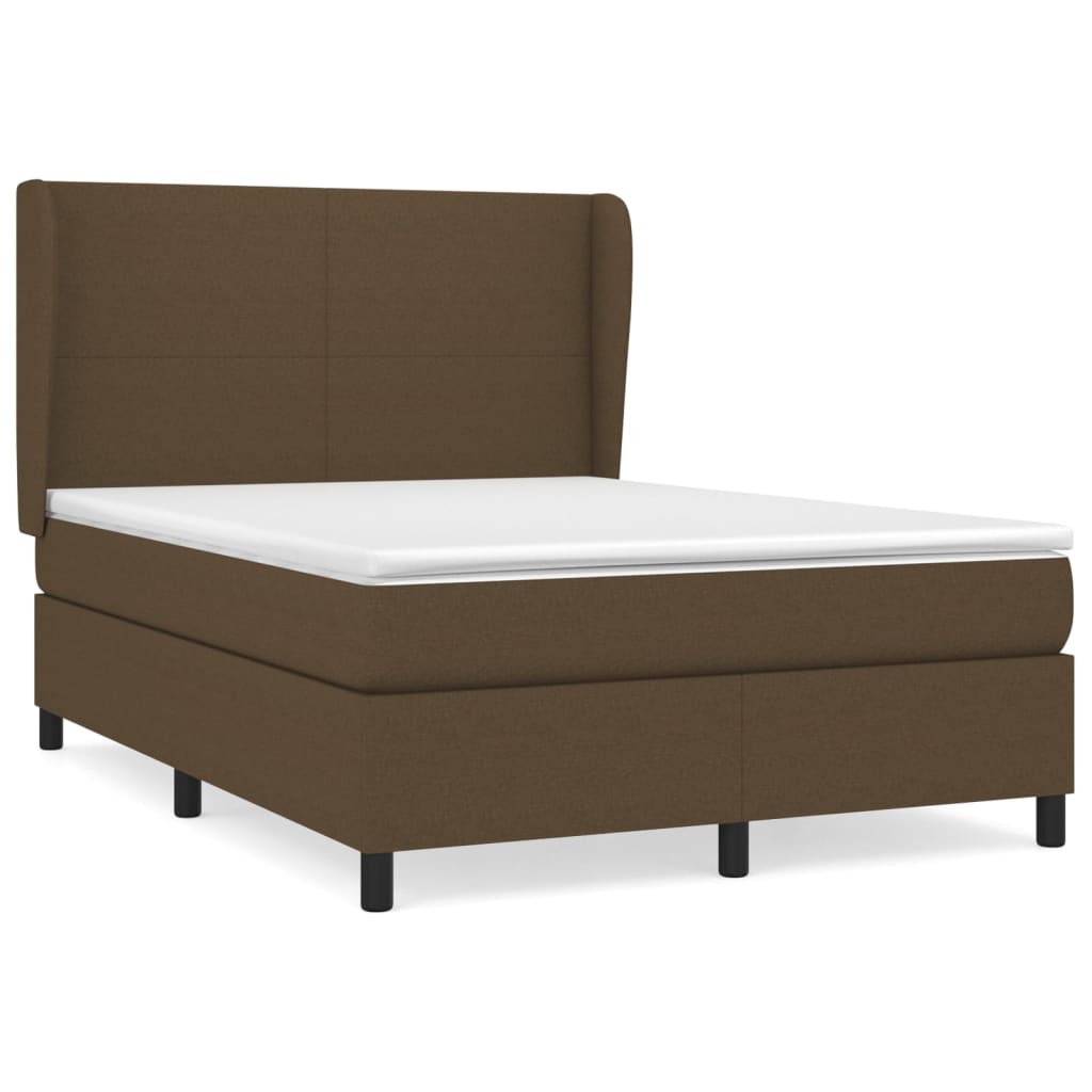 vidaXL Κρεβάτι Boxspring με Στρώμα Σκούρο Καφέ 140x190 εκ. Υφασμάτινο