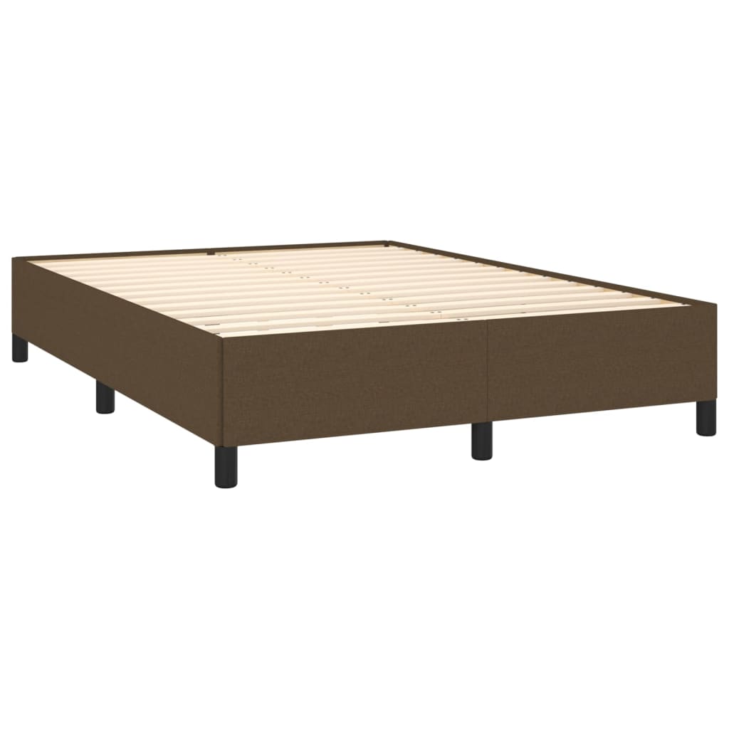 vidaXL Κρεβάτι Boxspring με Στρώμα Σκούρο Καφέ 140x190 εκ. Υφασμάτινο