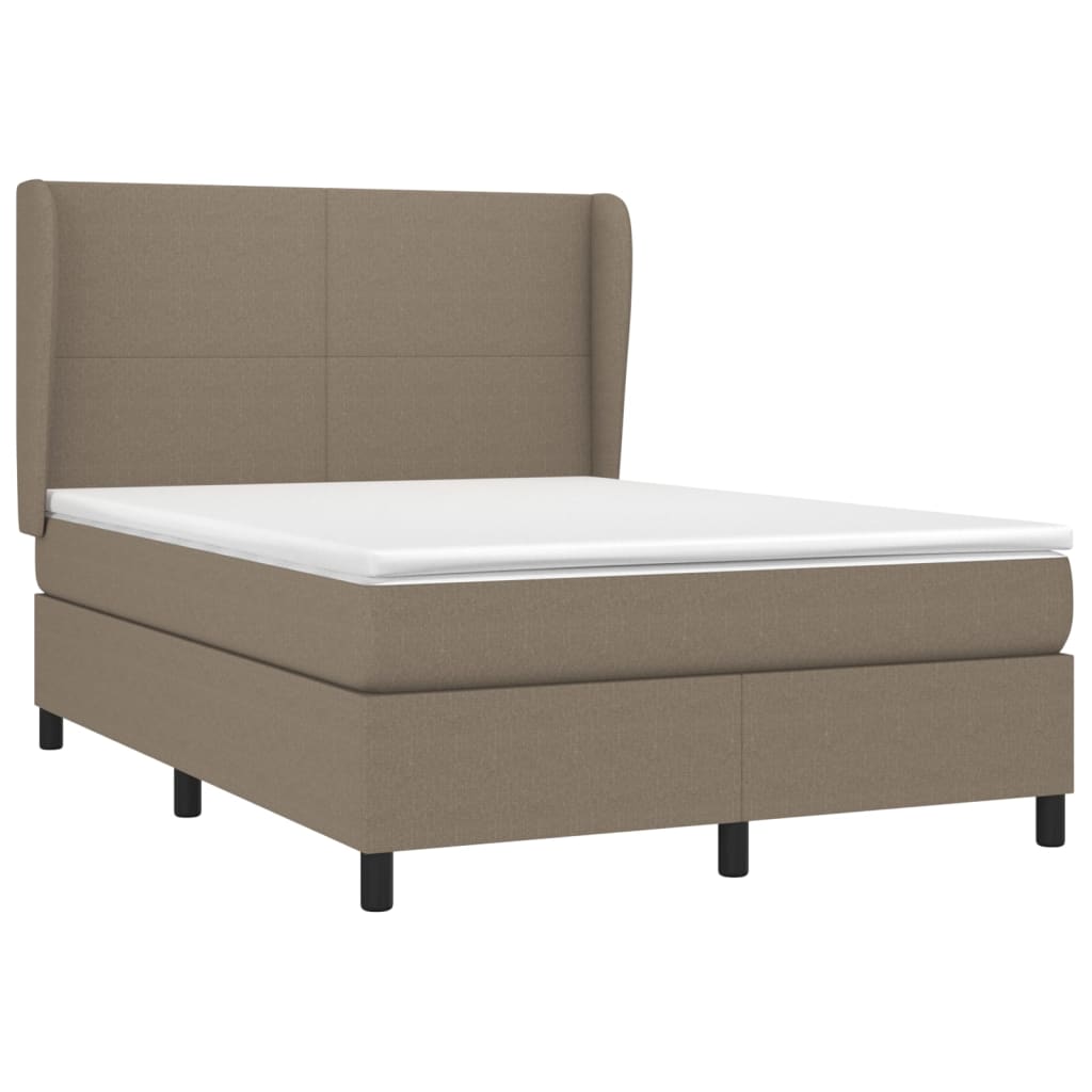 vidaXL Κρεβάτι Boxspring με Στρώμα Taupe 140x190 εκ. Υφασμάτινο
