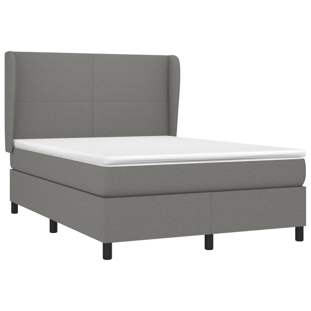 vidaXL Κρεβάτι Boxspring με Στρώμα Σκούρο Γκρι 140x200 εκ Υφασμάτινο