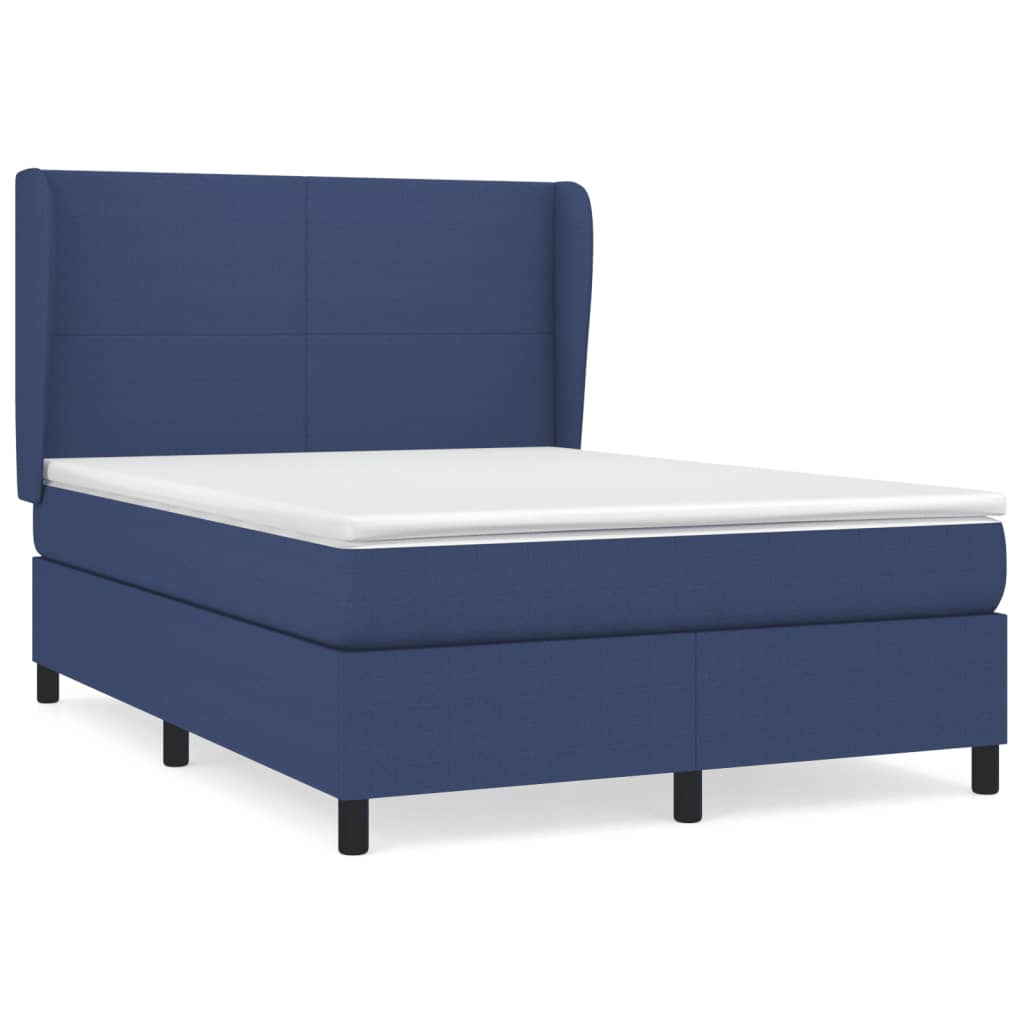 vidaXL Κρεβάτι Boxspring με Στρώμα Μπλε 140x200 εκ. Υφασμάτινο