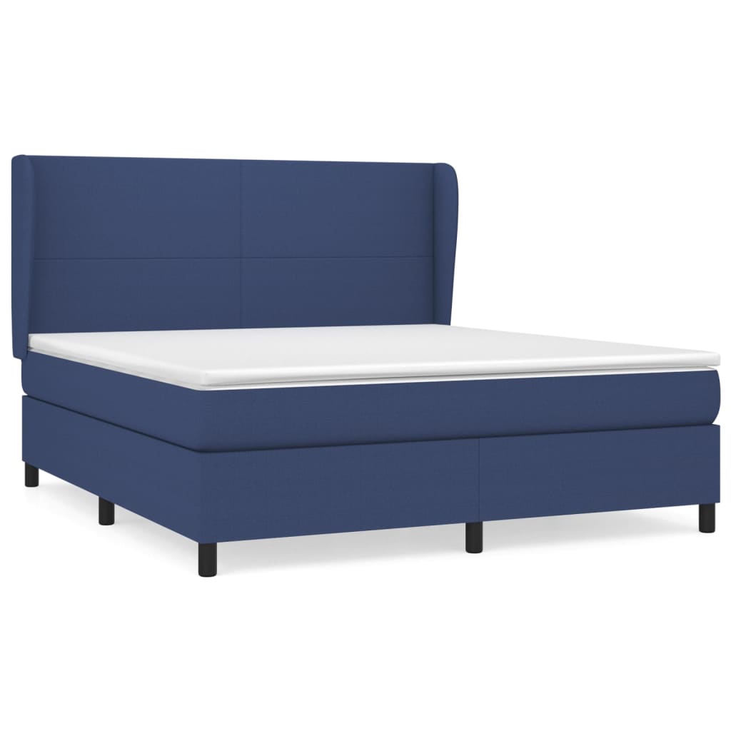 vidaXL Κρεβάτι Boxspring με Στρώμα Μπλε 160x200 εκ. Υφασμάτινο