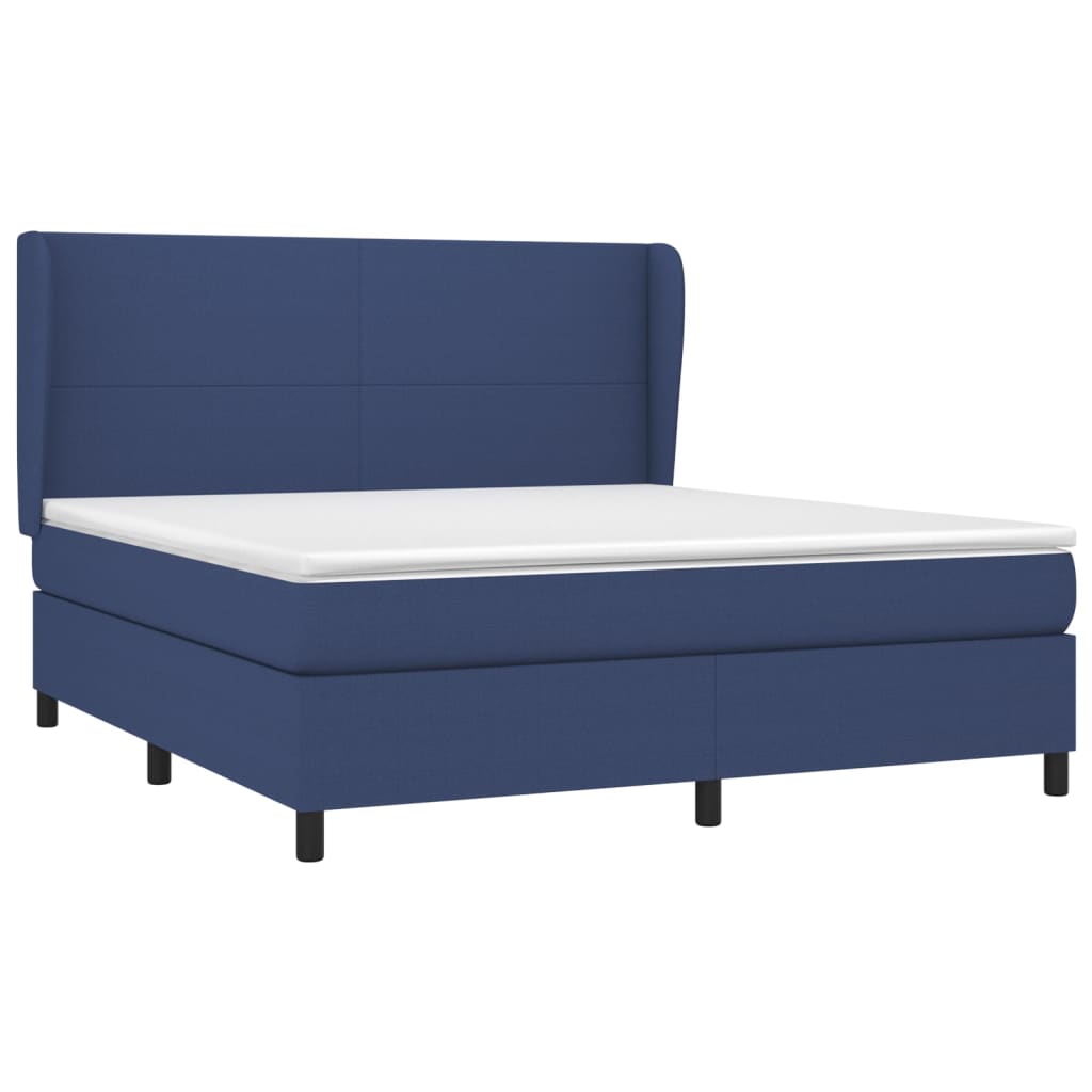 vidaXL Κρεβάτι Boxspring με Στρώμα Μπλε 160x200 εκ. Υφασμάτινο