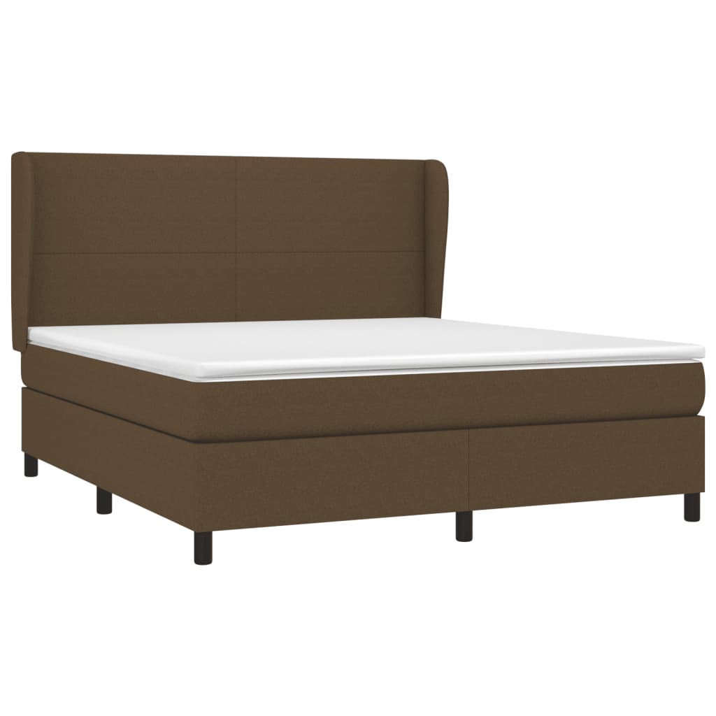 vidaXL Κρεβάτι Boxspring με Στρώμα Σκούρο Καφέ 180x200 εκ Υφασμάτινο