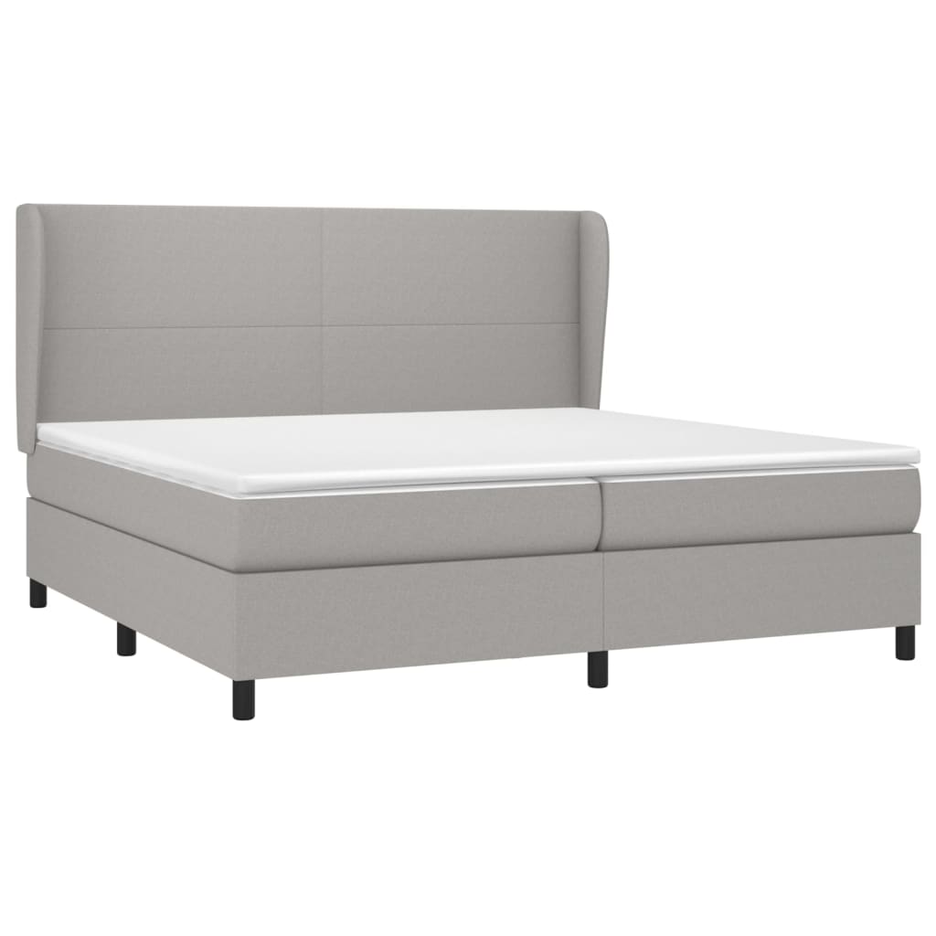 vidaXL Κρεβάτι Boxspring με Στρώμα Ανοιχτό Γκρι 200x200 εκ. Υφασμάτινο
