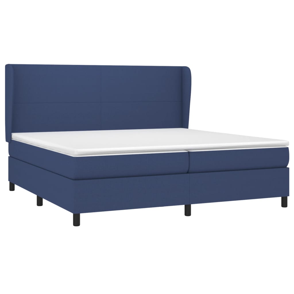 vidaXL Κρεβάτι Boxspring με Στρώμα Μπλε 200x200 εκ. Υφασμάτινο