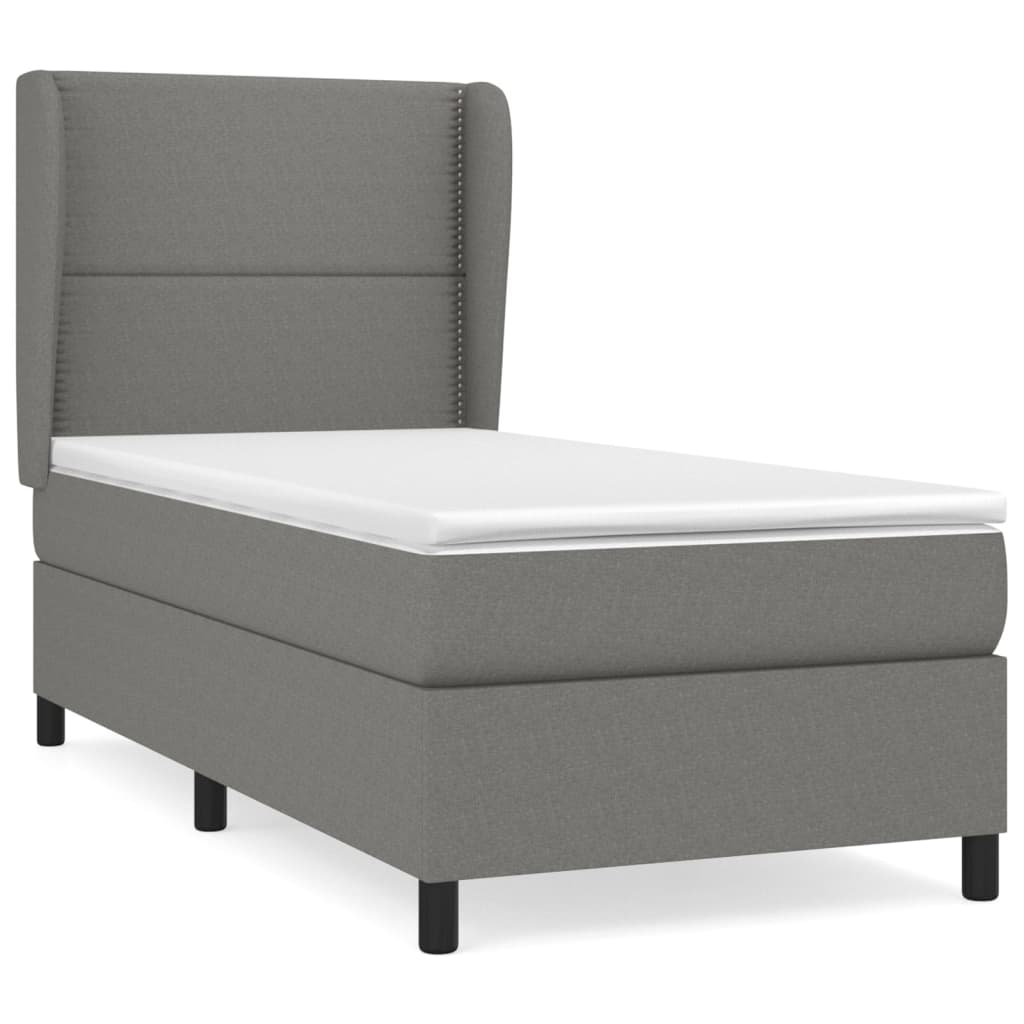 vidaXL Κρεβάτι Boxspring με Στρώμα Σκούρο Γκρι 100x200 εκ. Υφασμάτινο