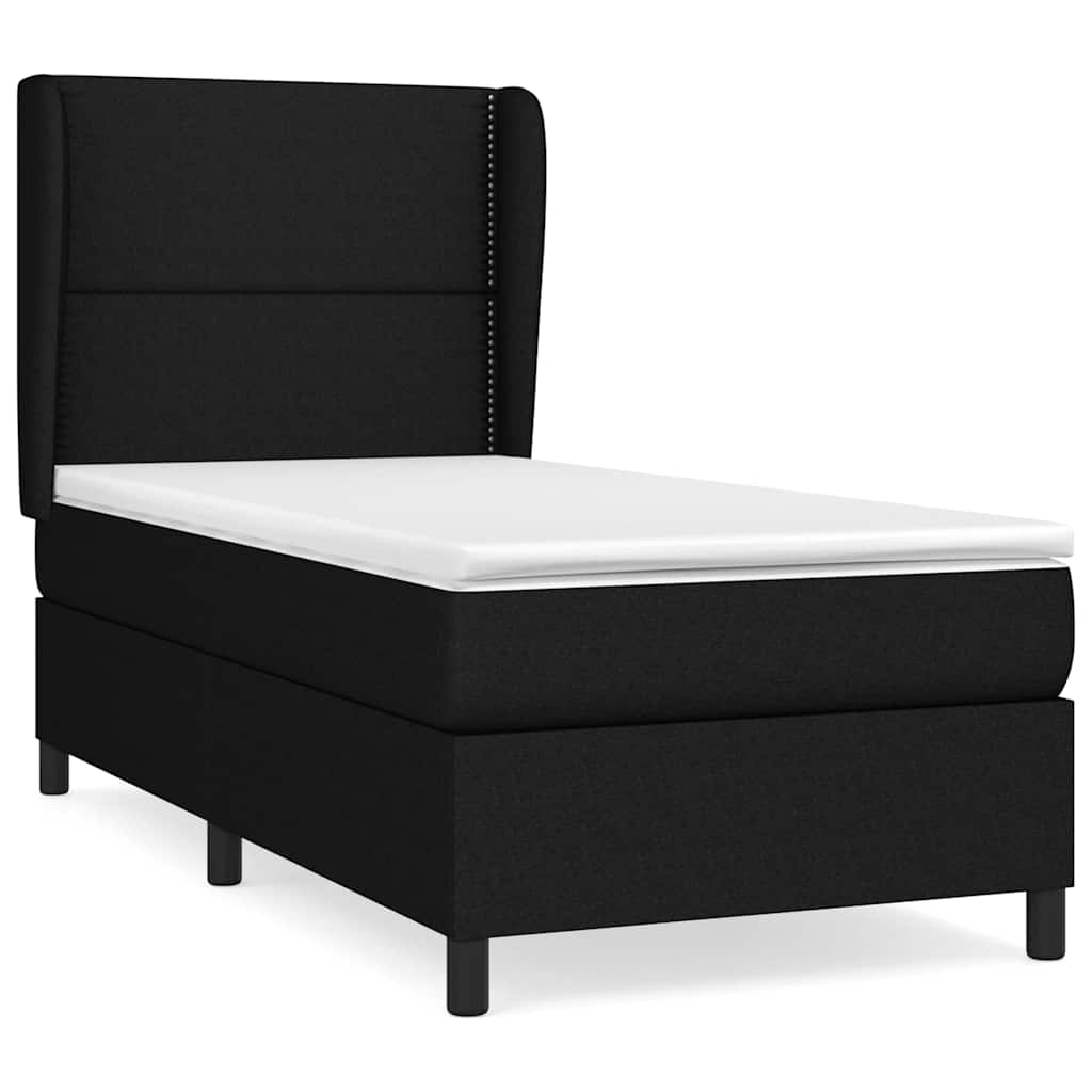 vidaXL Κρεβάτι Boxspring με Στρώμα Μαύρο 100 x 200 εκ. Υφασμάτινο