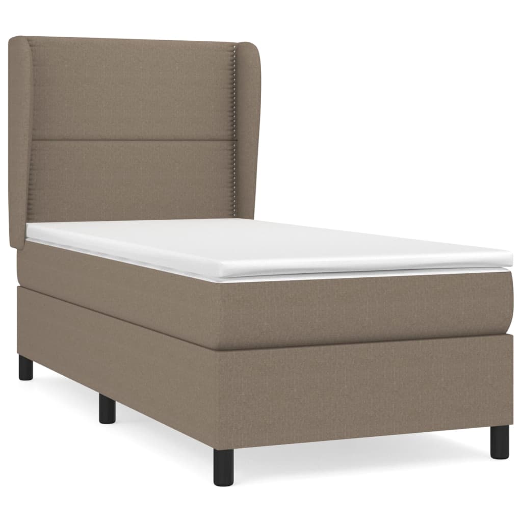 vidaXL Κρεβάτι Boxspring με Στρώμα Taupe 100 x 200 εκ. Υφασμάτινο