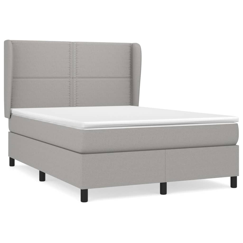 vidaXL Κρεβάτι Boxspring με Στρώμα Ανοιχτό Γκρι 140x200 εκ. Υφασμάτινο