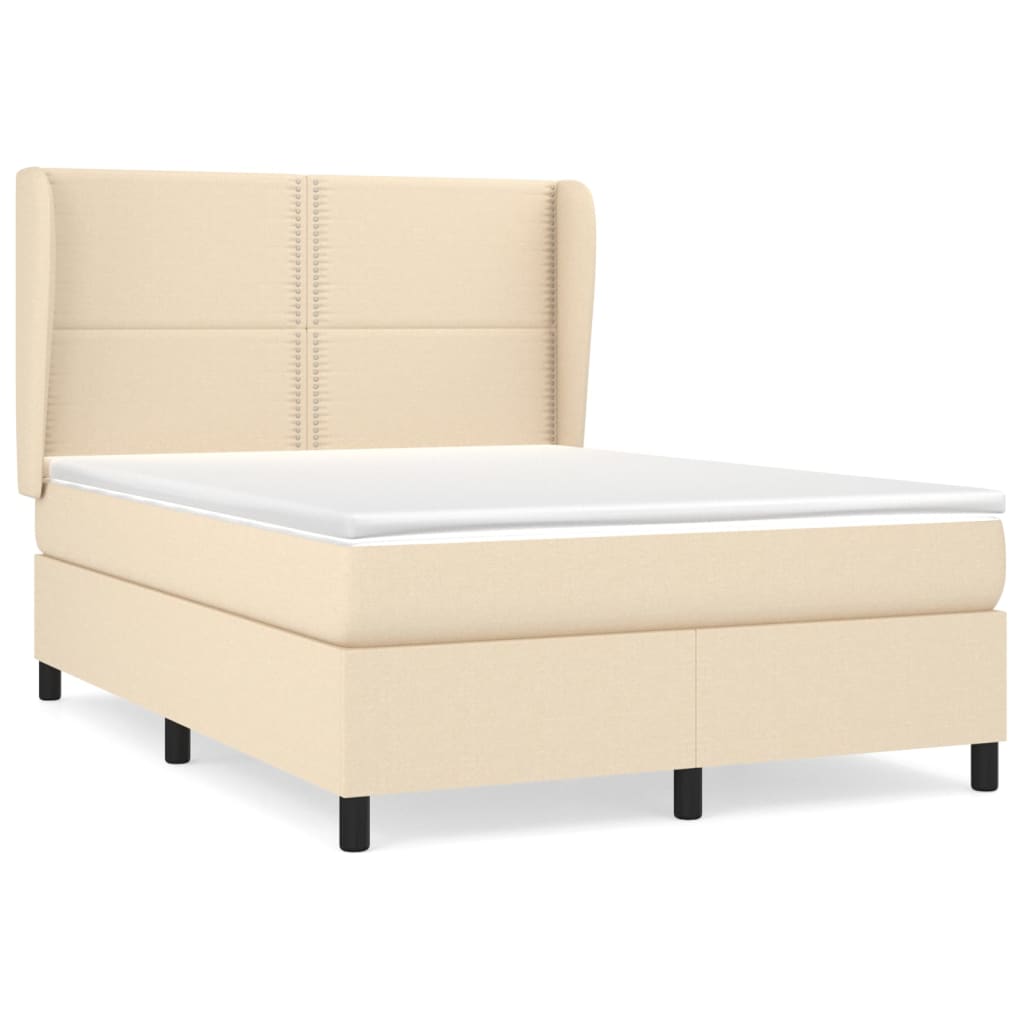 vidaXL Κρεβάτι Boxspring με Στρώμα Κρεμ 140x200 εκ. Υφασμάτινο